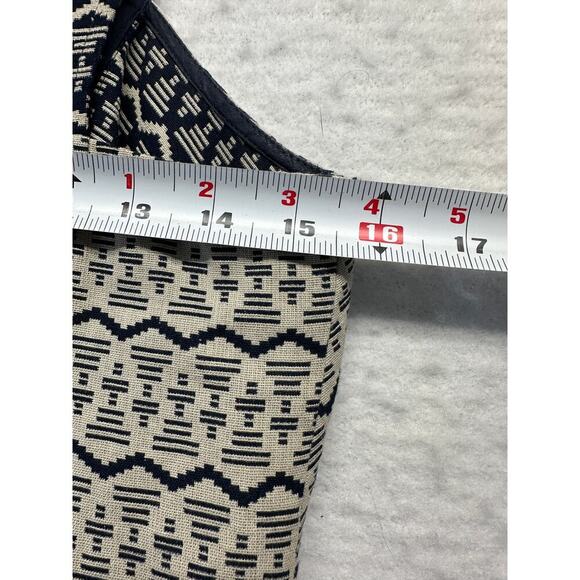 Loft 100%‎ Cotton Herring Bone Color Block Black Cream Dress Size 2 - Picture 7 of 9